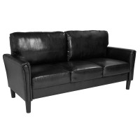 Flash Furniture SL-SF920-3-BLK-GG Bari Upholstered Sofa in Black Leather